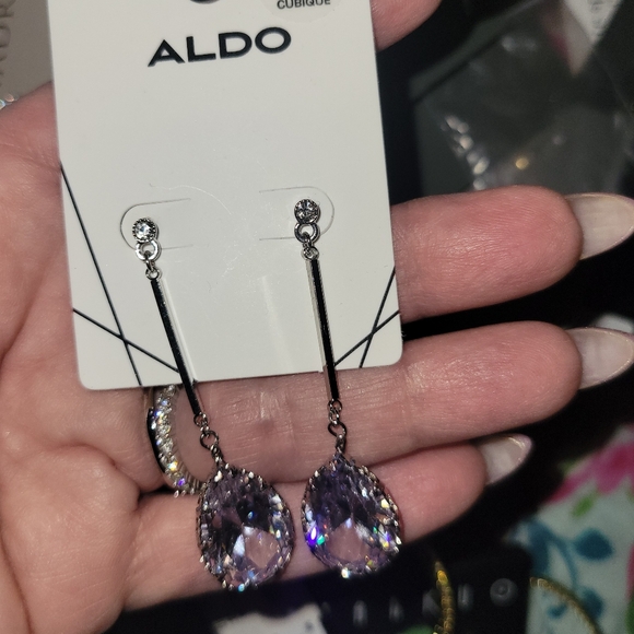 ❣️Beauty ALDO Swarovski Elements Drop SILVER Crystal Earrings - Picture 4 of 5